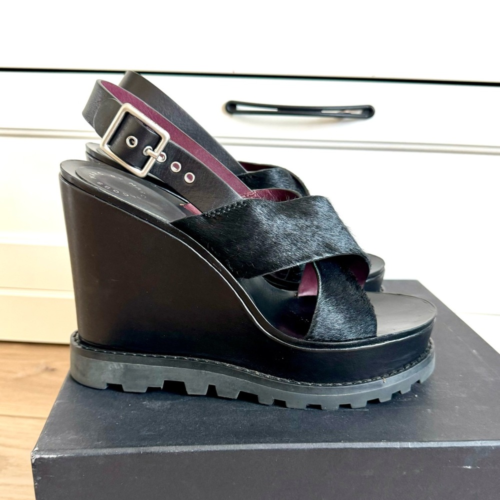 Marc by Marc Jacobs platform lug sole wedge calf hair leather sandals | 11
